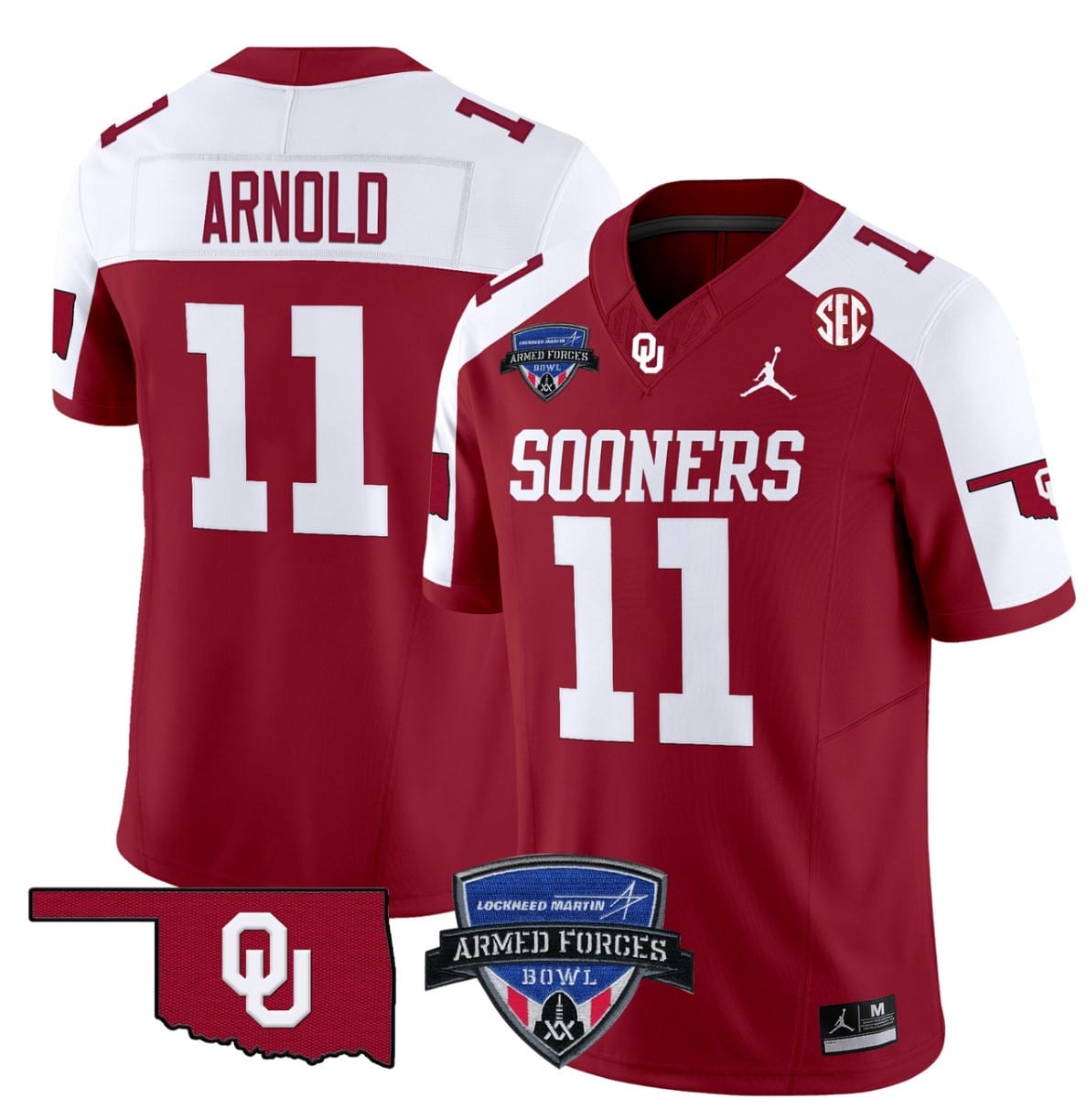 Jackson Arnold Jersey #11 Oklahoma Sooners 2025 Armed Forces Bowl Patch Stitched Football 1 Jackson Arnold Jersey #11 Oklahoma Sooners 2025 Armed Forces Bowl Patch Stitched Football