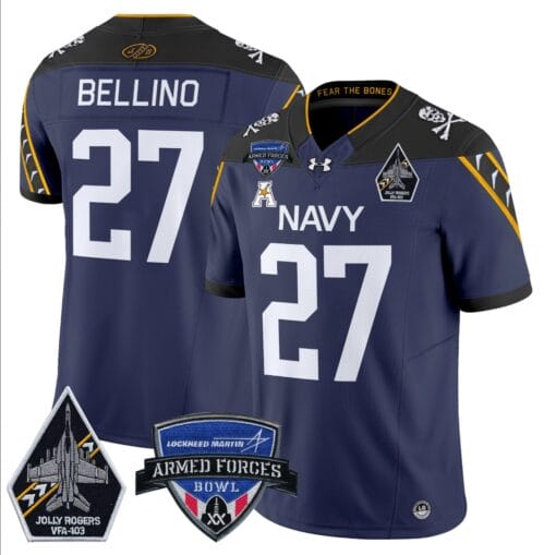 Joe Bellino Jersey #27 Navy Midshipmen 2025 Armed Forces Bowl Patch Stitched Football - Image 3
