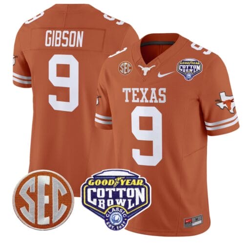 Jerrick Gibson Jersey #9 Texas Longhorns Cotton Bowl Patch Stitched Football - Image 3