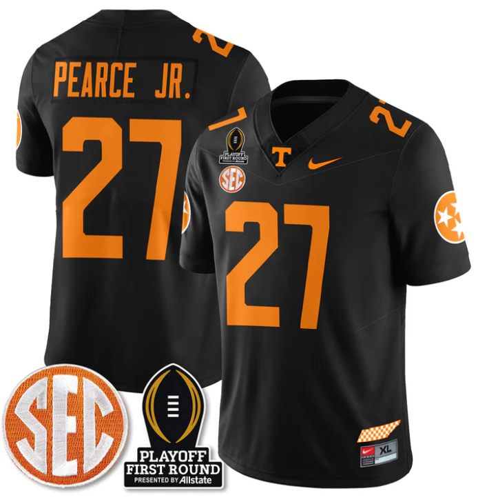 James Pearce Jr Jersey #27 Tennessee Vols Playoff First Round Patch Stitched Football 1 James Pearce Jr Jersey #27 Tennessee Vols Playoff First Round Patch Stitched Football