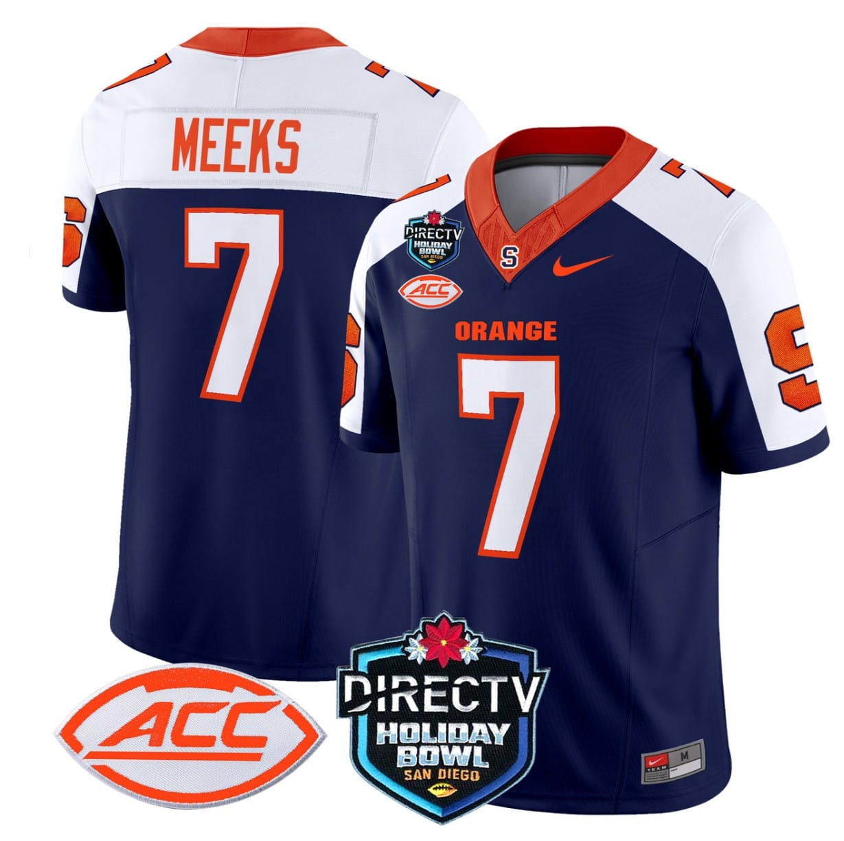 Jackson Meeks Jersey #7 Syracuse Orange 2025 Holiday Bowl Patch Stitched Football 1 Jackson Meeks Jersey #7 Syracuse Orange 2025 Holiday Bowl Patch Stitched Football