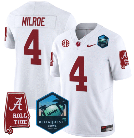 Jalen Milroe Jersey #4 Alabama Crimson Tide 2025 ReliaQuest Bowl Stitched Football - Image 6
