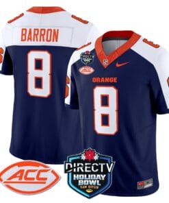 Justin Barron Jersey #8 Syracuse Orange 2025 Holiday Bowl Patch Stitched Football