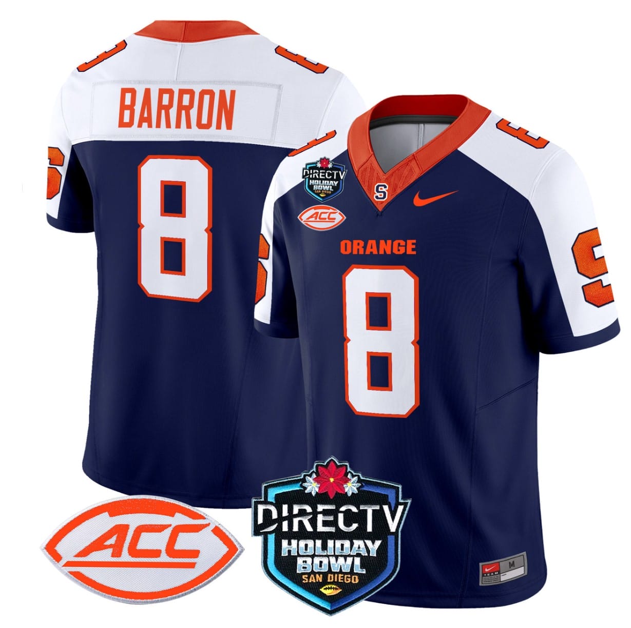 Justin Barron Jersey #8 Syracuse Orange 2025 Holiday Bowl Patch Stitched Football 1 Justin Barron Jersey #8 Syracuse Orange 2025 Holiday Bowl Patch Stitched Football