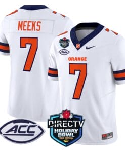 Alternative view of Jackson Meeks Jersey #7 Syracuse Orange 2025 Holiday Bowl Patch Stitched Football
