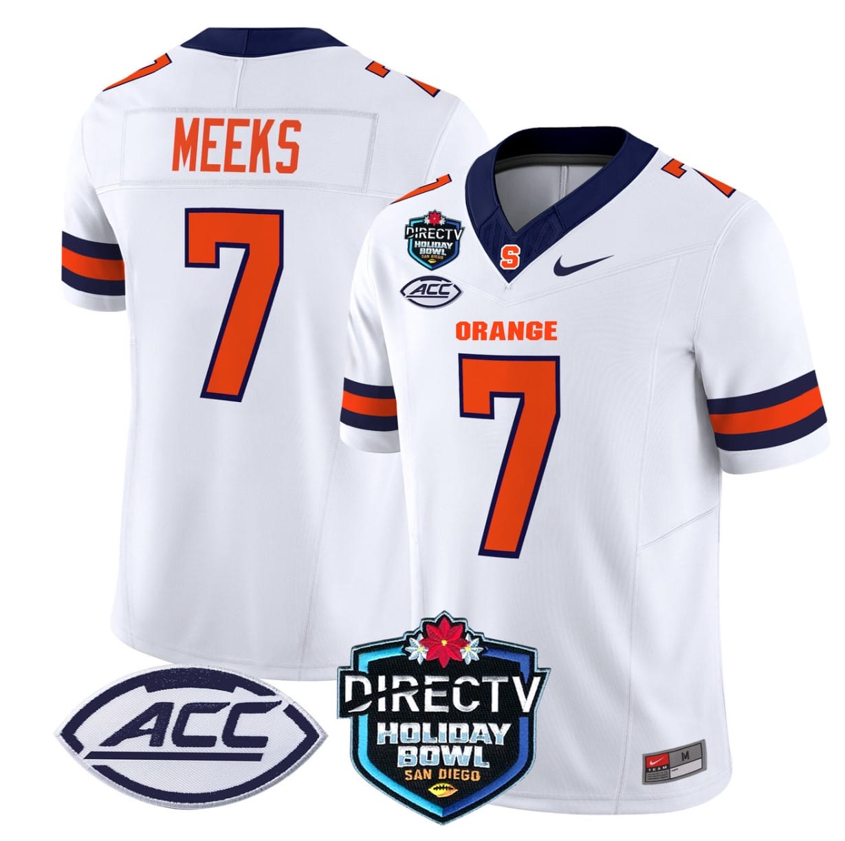 Jackson Meeks Jersey #7 Syracuse Orange 2025 Holiday Bowl Patch Stitched Football 2 Jackson Meeks Jersey #7 Syracuse Orange 2025 Holiday Bowl Patch Stitched Football - Image 2