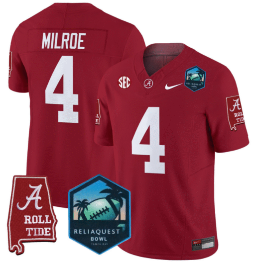 Jalen Milroe Jersey #4 Alabama Crimson Tide 2025 ReliaQuest Bowl Stitched Football - Image 3