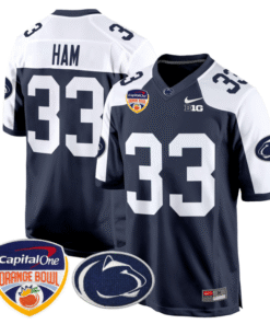 Jack Ham Jersey 33 Custom Penn State Orange Bowl Patch Navy Alternate