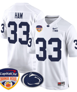 Alternative view of Jack Ham Jersey #33 Custom Penn State Orange Bowl Patch Stitched Football