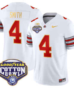 Alternative view of Jeremiah Smith Jersey #4 Ohio State 'Heritage Stripe' Cotton Bowl Stitched Football