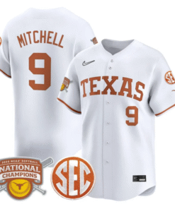 Alternative view of Joley Mitchell Jersey #9 Texas Longhorns 2025 National Champions Stitched Baseball