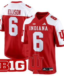 Justice Ellison Jersey 6 Indiana Hoosiers 2024 Game V2 Football Crimson Alternate