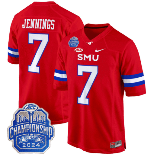 Kevin Jennings Jersey #7 SMU Mustangs 2024 ACC Championship Patch Stitched Football - Image 3