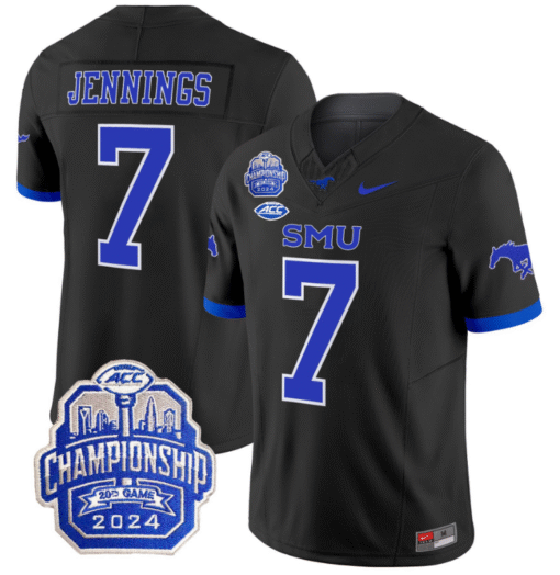 Kevin Jennings Jersey #7 SMU Mustangs 2024 ACC Championship Patch Stitched Football - Image 7
