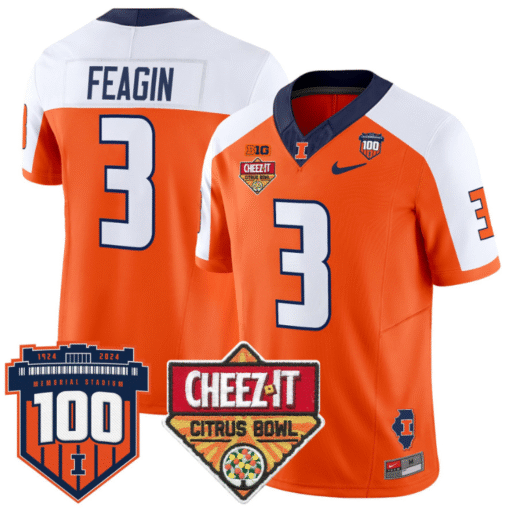 Kaden Feagin Jersey #3 Illinois Fighting 2025 Cheez-It Citrus Bowl Stitched Football - Image 5