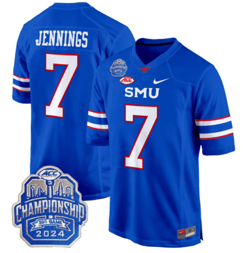 Kevin Jennings Jersey #7 SMU Mustangs 2024 ACC Championship Patch Stitched Football - Image 5