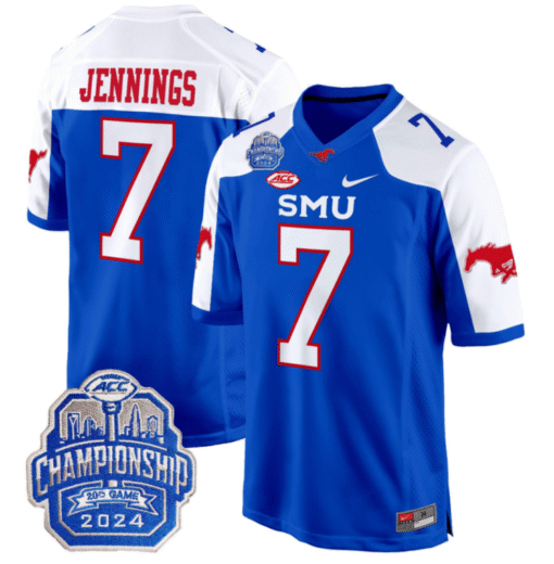 Kevin Jennings Jersey #7 SMU Mustangs 2024 ACC Championship Patch Stitched Football - Image 6