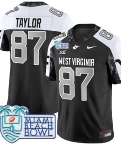 Kole Taylor Jersey #87 West Virginia Mountaineers 2025 Miami Beach Bowl Stitched Football