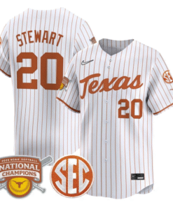 Katie Stewart Jersey 20 Texas Longhorns 2025 National Champions White Pinstripe