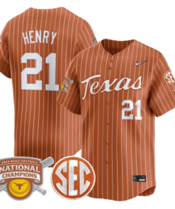 Kayden Henry Jersey #21 Texas Longhorns 2025 National Champions Stitched Baseball