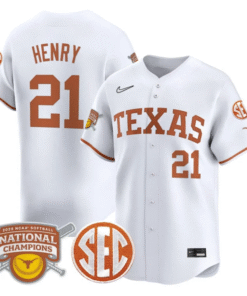 Kayden Henry Jersey 21 Texas Longhorns 2025 National Champions White