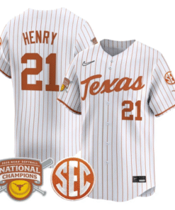 Kayden Henry Jersey 21 Texas Longhorns 2025 National Champions White Orange