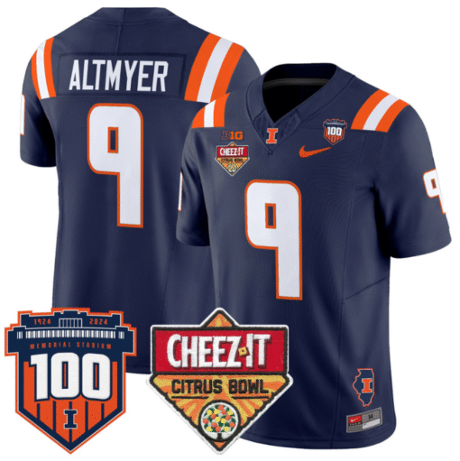 Luke Altmyer Jersey #9 Illinois Fighting 2025 Cheez-It Citrus Bowl Stitched Football - Image 6