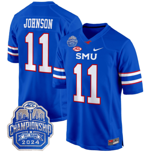 LJ Johnson Jr Jersey #11 SMU Mustangs 2024 ACC Championship Patch Stitched Football - Image 6