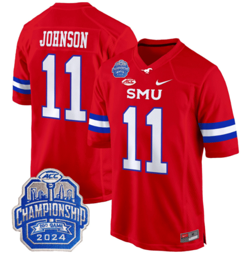 LJ Johnson Jr Jersey #11 SMU Mustangs 2024 ACC Championship Patch Stitched Football - Image 4