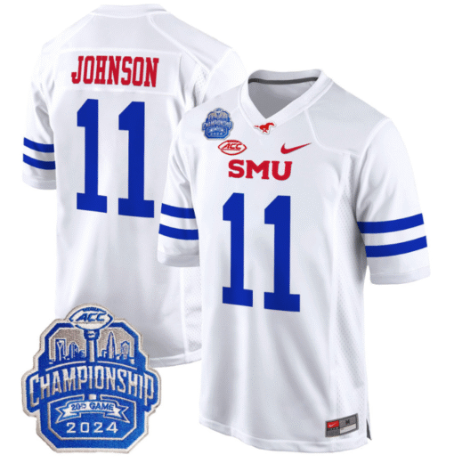 LJ Johnson Jr Jersey #11 SMU Mustangs 2024 ACC Championship Patch Stitched Football - Image 3