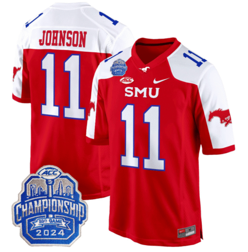 LJ Johnson Jr Jersey #11 SMU Mustangs 2024 ACC Championship Patch Stitched Football - Image 5