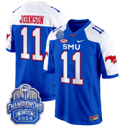 LJ Johnson Jr Jersey #11 SMU Mustangs 2024 ACC Championship Patch Stitched Football - Image 7