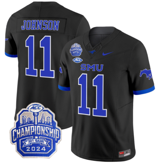 LJ Johnson Jr Jersey #11 SMU Mustangs 2024 ACC Championship Patch Stitched Football - Image 2