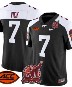 Michael Vick Jersey #7 Virginia Tech Hokies Coach Frank Beamer Stitched Football