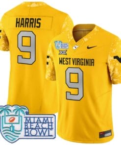 Major Harris Jersey #9 West Virginia Mountaineers 2025 Miami Beach Bowl Alternate Stitched Football 8 MD56YKA