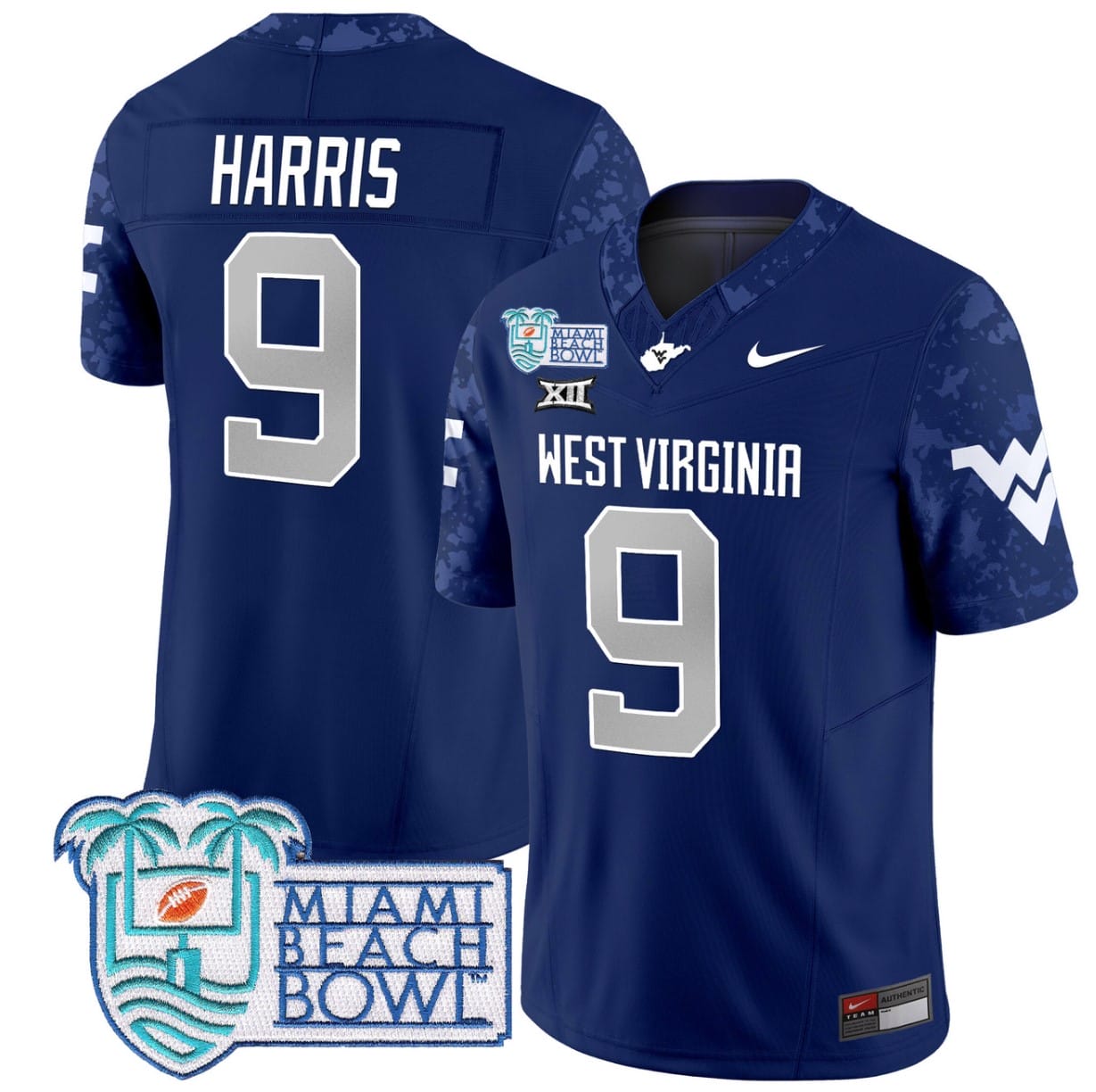 Major Harris Jersey #9 West Virginia Mountaineers 2025 Miami Beach Bowl Alternate Stitched Football 3 Major Harris Jersey #9 West Virginia Mountaineers 2025 Miami Beach Bowl Alternate Stitched Football - Image 3