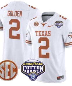 Alternative view of Matthew Golden Jersey #2 Texas Longhorns Cotton Bowl Patch Stitched Football