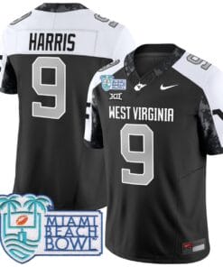 Major Harris Jersey #9 West Virginia Mountaineers 2025 Miami Beach Bowl Alternate Stitched Football