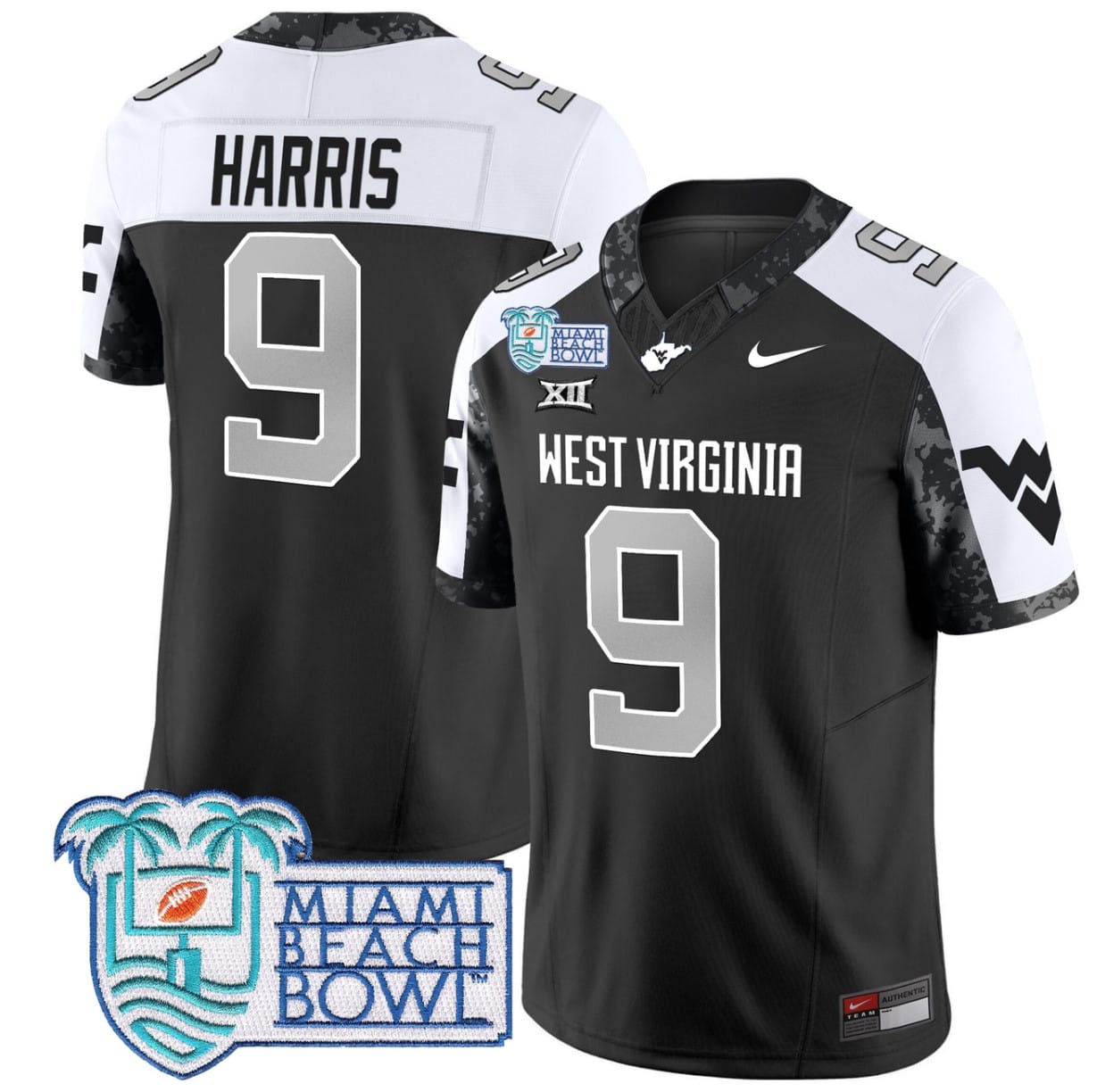 Major Harris Jersey #9 West Virginia Mountaineers 2025 Miami Beach Bowl Alternate Stitched Football 1 Major Harris Jersey #9 West Virginia Mountaineers 2025 Miami Beach Bowl Alternate Stitched Football