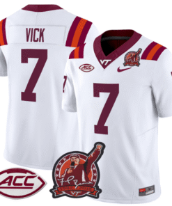 Alternative view of Michael Vick Jersey #7 Virginia Tech Hokies Coach Frank Beamer Stitched Football