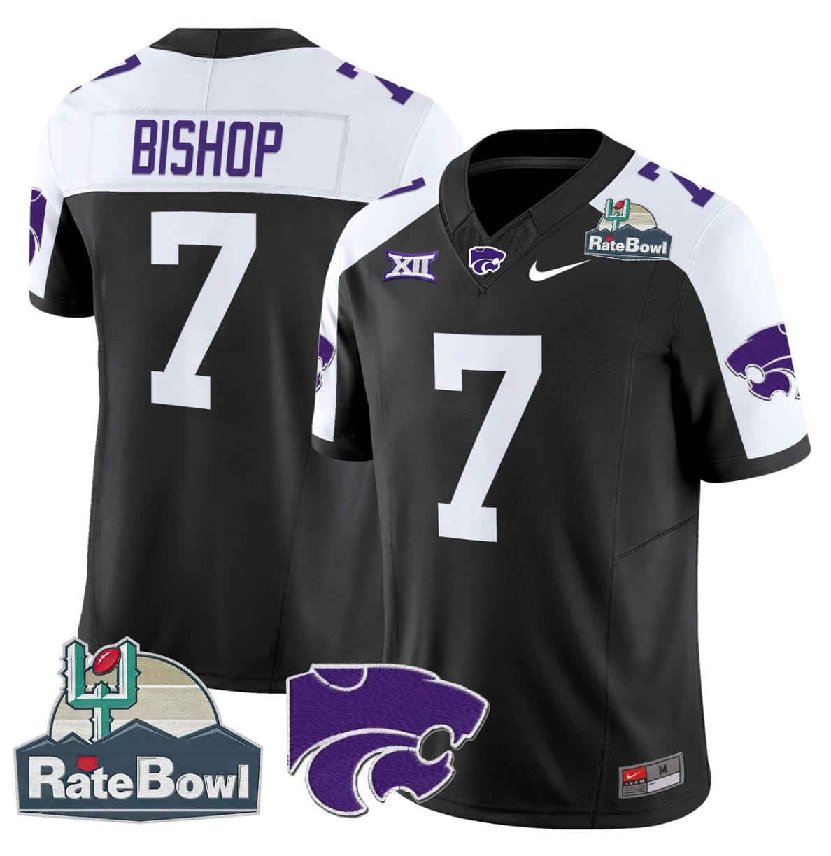 Michael Bishop Jersey #7 Kansas State Wildcats 2025 Rate Bowl Patch Stitched Football 1 Michael Bishop Jersey #7 Kansas State Wildcats 2025 Rate Bowl Patch Stitched Football