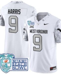 Alternative view of Major Harris Jersey #9 West Virginia Mountaineers 2025 Miami Beach Bowl Alternate Stitched Football