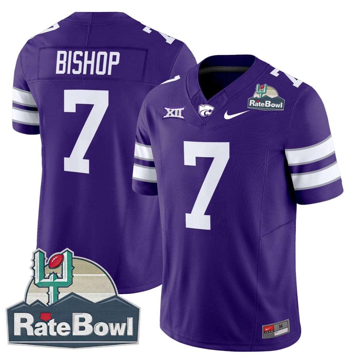 Michael Bishop Jersey #7 Kansas State Wildcats 2025 Rate Bowl Patch Stitched Football 3 Michael Bishop Jersey #7 Kansas State Wildcats 2025 Rate Bowl Patch Stitched Football - Image 3