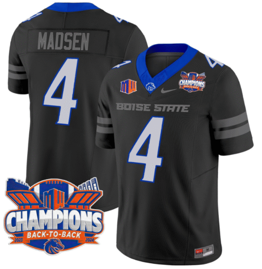 Maddux Madsen Jersey #4 Boise State Broncos Back To Back Champions Stitched Football