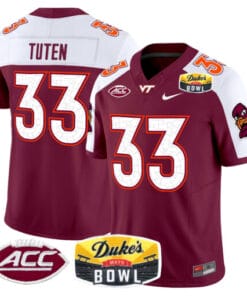 Bhayshul Tuten Jersey #33 Virginia Tech Hokies 2025 Duke’s Mayo Bowl Patch Stitched Football