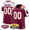 Custom Virginia Tech Hokies Jersey 2025 Duke’s Mayo Bowl Patch Vapor Maroon Alternate