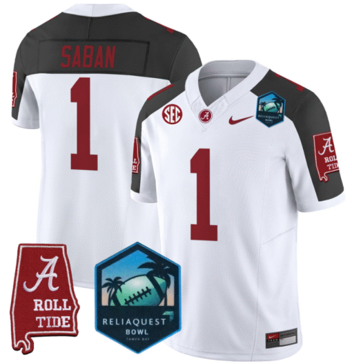 Nick Saban Jersey #1 Alabama Crimson Tide 2025 ReliaQuest Bowl Stitched Football - Image 2