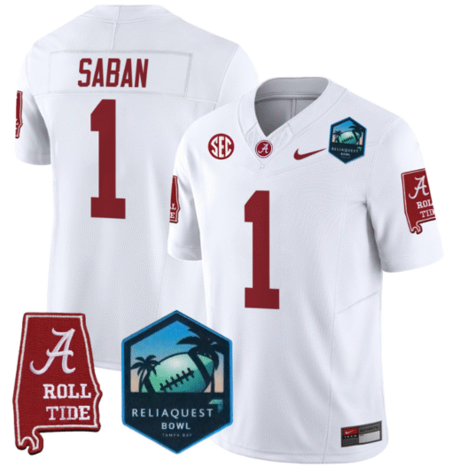 Nick Saban Jersey #1 Alabama Crimson Tide 2025 ReliaQuest Bowl Stitched Football - Image 6