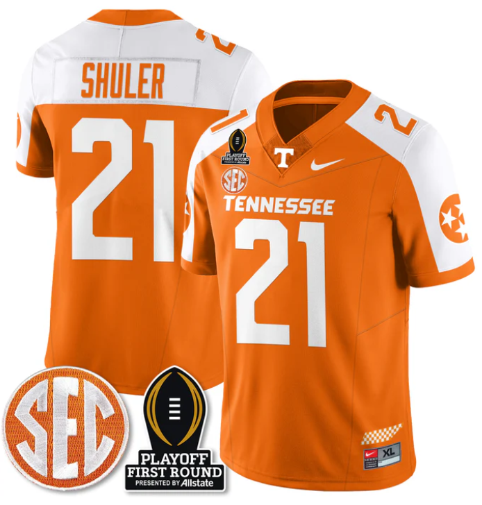 Navy Shuler Jersey #21 Tennessee Vols Playoff First Round Patch Stitched Football 5 Navy Shuler Jersey #21 Tennessee Vols Playoff First Round Patch Stitched Football - Image 5