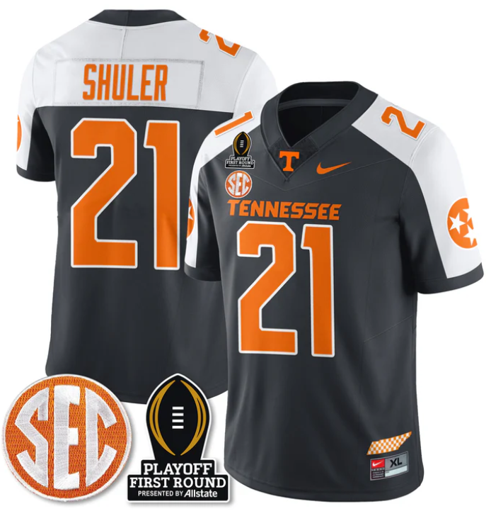 Navy Shuler Jersey #21 Tennessee Vols Playoff First Round Patch Stitched Football 6 Navy Shuler Jersey #21 Tennessee Vols Playoff First Round Patch Stitched Football - Image 6